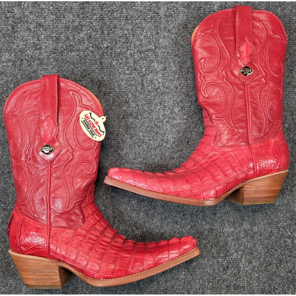 NEW Los Altos Caiman Tail Boots Womens 7M Red